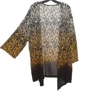 Catherines Cardigan 3/4 Sleeve Boho Kimono Earthy Sheer Open Front Plus Size 3X